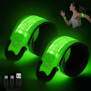 Acdsgd-2 Pi&egrave;ces Brassard Lumineux Led Rechargeable Usb, 3 Modes D'&eacute;clairage Brassard De Course R&eacute;fl&eacute;chissant Running Bande Clignotant Ajustable Bracelet Lumineux Led De S&eacute;curit&eacute; R&eacute;glable Jogging - Neuf