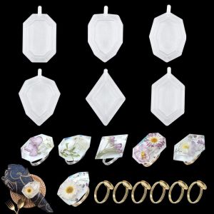 6 Pi&egrave;ces Moule Epoxy Resin Avec 6pcs Rond De Serviette, Bouchon Bouteille Moule De Coul&eacute;e Geometric Spherical Resin Molds Pour Moulage Crystal Gem Bijoux D&eacute;coration (Napkin Ring Molds) - Neuf