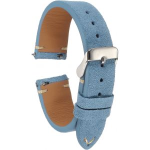 Kal-Bracelet Monture Cuir Su&eacute;d&eacute; &Agrave; Lib&eacute;ration Rapide 18mm Bracelet Monture Vintage Classique Pour Hommes Femmes Remplacement, Bleu - Neuf