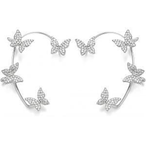 Oreille Elfe Femme - Boucles D'oreilles Elfe Femme Argent Manchettes Oreilles Elfes Boucles D'oreilles Clips Oreilles Non Percées Pour Mariage Halloween Cosplay Costume, 1 Paire - Neuf
