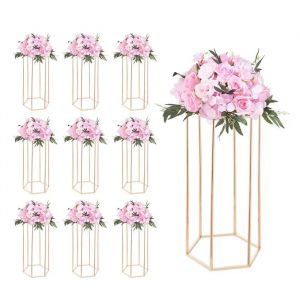 Lot de 10 Colonnes-Duoku-pour Fleurs de Mariage, Support Floral Hexagonal Cubique de 60 cm, Id&eacute;al pour Centres de Table, F&ecirc;tes - Neuf
