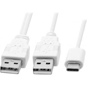 JGD-C&acirc;ble USB 3.1 de type C vers double A m&acirc;le - C&acirc;ble d'alimentation et de transmission de donn&eacute;es, en Y, pour t&eacute;l&eacute;phone mobile et disque dur - Neuf