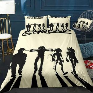 Parure De Lit Hip-Hogorillaz, Housse De Couette Pour Lit Double, Motif Groupe De Musique Gorillaz, Housse De Couette Pour Lit Double, Motif Dessin Anime, Pour Enfants, Pour La Maison - Neuf