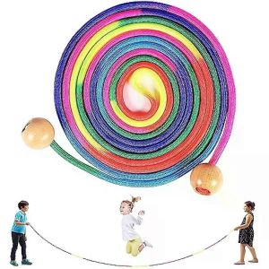 5m Arc-En-Ciel Corde Longue Groupe Corde &Agrave; Sauter Corde Longue Enfants &Eacute;tudiants Corde &Agrave; Sauter De Vitesse -Fit Corde &Agrave; Sauter Avec Poign&eacute;e Antid&eacute;rapante - Neuf