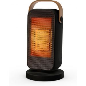 JGD-Chauffage d'appoint, 1200W Mini PTC Chauffage Soufflant Electrique &agrave; Economie D'&eacute;nergie, Silencieux, 3 Niveaux de Chauffage, Radiateur Soufflant Pour Salle De Bain, Bureau, Salon, Maison (Noir) - Neuf