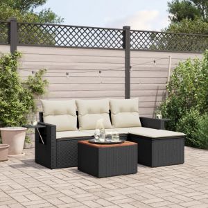 Prolenta Premium - Salon De Jardin 5 Pcs Avec Coussins Noir R&eacute;sine Tress&eacute;e - Neuf