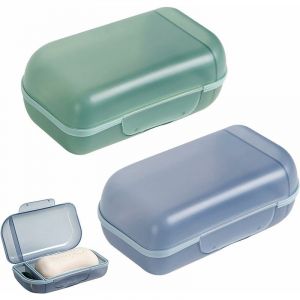 2 Pcs Boîtes à savon en plastique Boîtes à savon de voyage avec couvercles Boîtes à savon étanches Boîtes à savon scellées Boîtes à savon portables Porte-savon créatif Porte-savon - Neuf