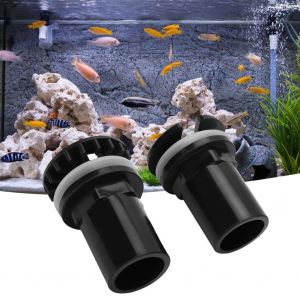 Hjlian Lot De 2 Connecteurs De Tuyau De Vidange D'eau D'aquarium En Plastique Noir De 25 Mm, Accessoires - Neuf