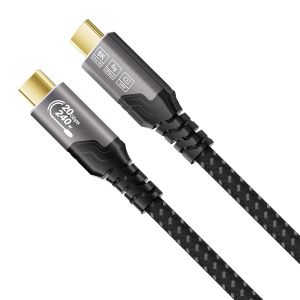 JGD-Cordon USB C vers USB C 3.2 Gen2x2, Transfert de donn&eacute;es 20Gbps, Vid&eacute;o 8K@30Hz/4K@144Hz, Cable USB C Charge-Rapide 240W, Compatible avec iPhone 17, MacBook Pro, Dell XPS, SSD, Hub (0,5m) - Neuf