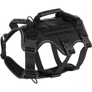 Eryi-Harnais Chien Anti Traction, Nylon Réfléchissant Respirante Harnais, Harnais Pour Chien Moyen Et Grand, Harnais Tactique Chien Réglable Avec 3 Poignées Confortables (Xl) - Neuf