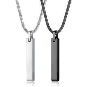 Trahoo-Collier Homme Collier Pendentif Barre En Acier Inoxydable Pour Hommes Et Femmes Colliers Couples Chaîne Serpent 22 Pouces Unisexe - Neuf