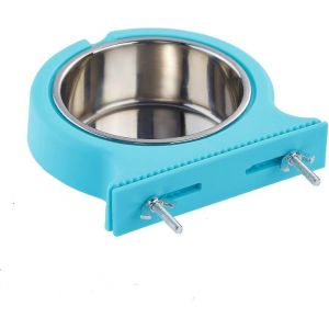 Gamelle En Acier Inoxydable Avec Gobelet Amovible Pour Cages - Mangeoire Suspendue Durable Pour Chiens, Chats Et Petits Animaux - Neuf