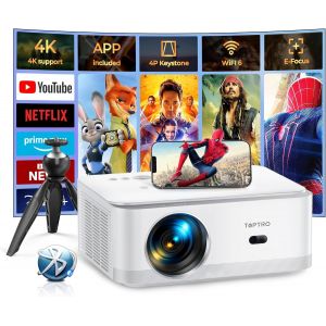 Vidéoprojecteur¿App Intégrée&Auto Keystone¿30000 Lumens Focus Électrique Wifi 6 Bluetooth Video Projecteur 4K Supporté, 1080P Full Hd Rétroprojecteur Portable, 50% Zoom Avec Trépied Home Cinéma - Neuf