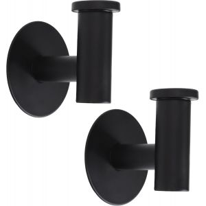 Lot de 2 crochets adh&eacute;sifs noirs en acier inoxydable imperm&eacute;ables pour porte de salle de bain (noir) - Neuf