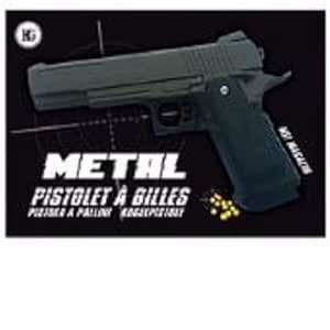 Pistolet A Billes 23 Cm Metal Noir Spring 0.300 Joules Vente - Neuf