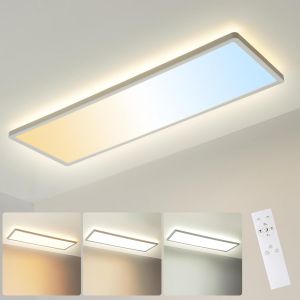 Subzonal-Plafonnier Led Dimmable Avec T&eacute;l&eacute;commande, 58x20x2,8cm, 23 W 3000lm (136 Lm/W), 2700 K - 6500 K, Panneau Lumineux Led Dimmable Pour Plafond De Bureau, Cuisine, Salon, Chambre, Salle De Bain - Neuf