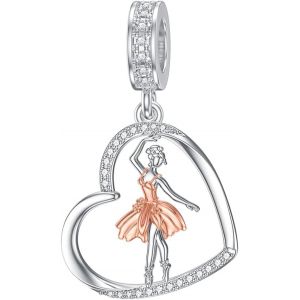 Ytseazn-Bracelet À Breloques En Forme De C?ur - En Argent Sterling 925 - Ballerine - Danse - Pour Bracelets - Cadeau Pour Femme Et Fille,Balerina Charm,Argent Sterling,Pas De Gemme - Neuf