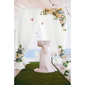 Chenquansarl-Rideau De Toile De Soie Blanche 10 Ft De Long Tissu En Mousseline De Soie De Fond Rideaux Transparents 74cm De Large Par 300cm Goutte Toile De Fond De Photographie En Polyester Blanc - Neuf