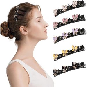 Lbgwp60-Lot De 5 Barrettes À Cheveux Tressées En Forme De Papillon Étincelant Pour Femmes Et Filles - Neuf