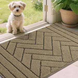 Paillasson Interieur Entree 50x80cm Tapis Antidérapant Lavable En Machine Absorbant Tapis D'entrée Intérieur Tapis Chien Pour Entrée, Porte Et Couloir-Taupe Clair - Neuf