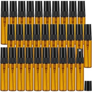30 Mini Flacon Pulvérisateur En Verre Ambré De 5 Ml Bouteille D'échantillon De Brume Fine Rechargeable Petit Flacon Pulvérisateur De Voyage Pour Parfum Cosmétiques Liquides Huiles - Neuf