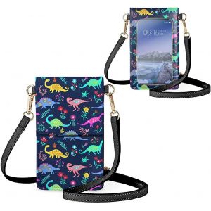 KAL-Petit Sac &Agrave; Bandouli&egrave;re Pour T&eacute;l&eacute;phone Portable Pour Femmes, Sacs &Agrave; Bandouli&egrave;re, Porte-Cartes, Portefeuille, Sac &Agrave; &Eacute;cran Tactile, Dinosaure De Dessin Anim&eacute;. - Neuf