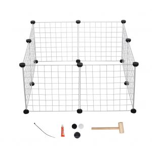 Hjlian Cloture En Fil De Fer Pour Chien De 35 Cm Avec Boucle De Connexion Et Patins Antiderapants Blancs (8 Pieces) - Neuf
