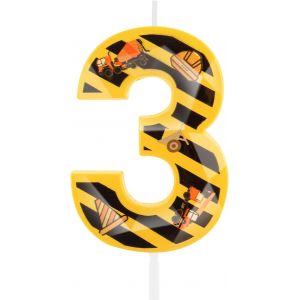 ERYI-Bougies D'Anniversaire 3D Pour Gâteau, Bougie À Rayures Jaunes Et Blanches, Chiffre 3, Décoration De Gâteau D'Anniversaire Pour Garçons, Fournitures De Fête, Cadeaux - Neuf