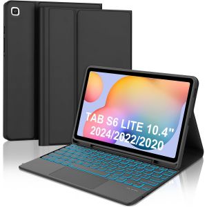 Clavier Pour Samsung Galaxy Tab S6 Lite 10.4 Pouces 2024/2022/2020 Avec Pavé Tactile, Étui Clavier Pour Tab S6 Lite Rétroéclairées Magnétique Amovible Français Azerty Layout Bluetooth, Noir[Z824] - Neuf