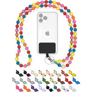 KALANKA-Cha&icirc;ne Universelle en Perles de Bois pour t&eacute;l&eacute;phones Portables, cha&icirc;ne - Compatible avec Tous Les Smartphones: iPhone 15, 14, 13, 12, 11, X, Samsung Galaxy (sans &eacute;tui) - Neuf