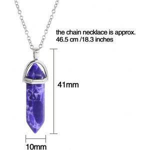 Lot De 12 Colliers Hexagonaux Avec Pendentif En Forme De Balle De Cristal De Chakra Pointu En Pierre De Quartz Artificielle Avec Sac De Rangement - Neuf