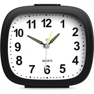 R&eacute;veil Matin, Reveil a Piles, R&eacute;veil Silencieux, Horloge de Chevet, Petit R&eacute;veil de Voyage, R&eacute;veil Pointeur Lumineux, Fonction Snooze, sans Tic-tac, Noir - Neuf