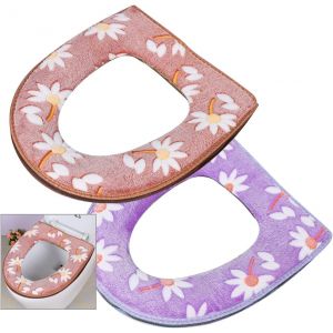 2 Morceaux de la Prime de Toilette Coussin de Siège Lavable et Réutilisable Velcro Doux Épaississement de Siège de Toilette Florale - Neuf