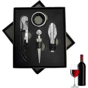 Mevronisshop-Tire Bouchon, Sommelier Kit, Ouvre Bouteille, Tire Bouchon &Agrave; Vin, Tire Bouchon De Vin, Coffret Cadeau D'accessoires Pour Vin 4 En 1, Avec Ouvre Bouteille De Vin, Anneaux Anti-Goutte, Ver - Neuf