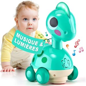 ERYI-Jouet Bebe 1 An Dinosaure Jouet D'Activité Et Rampant, Jouet Enfant 1 2 3 Ans Cadeau Enfant Jouet Montessori Avec Musique Et Lumières, Jouets D'Éveil Musical Pour Bébé 12-18 Mois Garçon Fille - Neuf