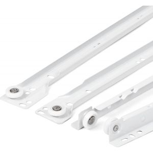 Coulisse Tiroir 350 mm-Lot de 2 (1 paire) Rails pour Tiroir Coulissants,en blanc,Système de Glissière à Sortie Partielle-Kit de Tiroir Coulissants à montage facile - Neuf