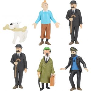 6 Pièces Figurines Mini Tintin, Décorations Pour Gâteaux Et Cupcakes, Statuettes En Pvc De Haute Qualité, Thème Aventures De Tintin, Détails Réalistes Et Couleurs Vives, Dimensions 3,7 À 8,7 Cm - Neuf