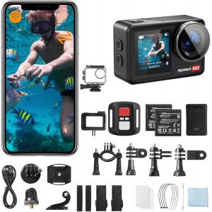 Cam&eacute;ra D'Action Speed 50 4K60Fps 30Mp Wifi Avec &Eacute;cran Tactile 2 Eis Zoom 5X T&eacute;l&eacute;commande,&Eacute;tanche Nu 10M Avec Caisson &Eacute;tanche 40M,2X Batteries 1550Mah,Cam&eacute;ra Vlog - Neuf