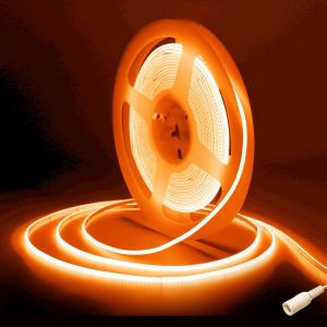 Orange Ruban Led Cob 5m, Dc12v 2.7mm Bande Led Chambre,480led/M Cri90+ Flexible Lumiere Gaming Adh&eacute;sif Rubans &Agrave; Led Pour Tv,Cuisine,Maison D&eacute;cor Int&eacute;rieure,Diy(Seule Bandeau) - Neuf