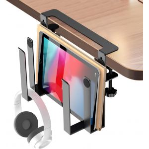 Support Lat&eacute;ral Ordinateur Portable Organisateur Lat&eacute;ral En M&eacute;tal De Table Rangement Lat&eacute;ral De Bureau Organisateur Lat&eacute;ral D&eacute;tachable Noir Tablettes Livres (20Cm/25Cm) - Neuf