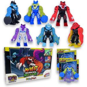 DDA-Sbabam, FUNNY BOX Wild Warriors Mutant, Mutanti Animali Giocattolo per Bambini, 2 Pz, Giochi per Bambini da Edicola - Giocattoli Allungabili Trasformabili da Combinare tra Loro, Regalo Bambino +3 - Neuf
