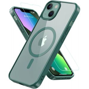 Maa-Coque De Protection Magnétique Pour Iphone 13 Mini - Avec Verre De Protection Blindé - Compatible Avec Magsafe - Protection Complète À 360° - Anti-Chocs - Pour Iphone 13 Mini 5,4"" - Vert - Neuf