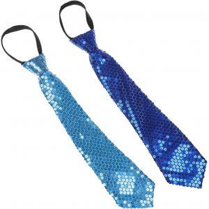 2 Pack Mens Glitter Pre-Tied Tie Shiny Adjustable Zip Up Dance Magic Show Performance Costume.[B794] - Neuf