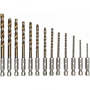 Jeu de 13 forets h&eacute;lico&iuml;daux HSS (1,5-6,5 mm) &agrave; queue hexagonale - Neuf