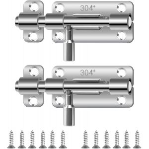 ChenQuanSarl-Verrou De Porte 2 Pièces Targette De Porte Targette Acier Inoxydable Loquet Coulissant Avec Vis Loquet Porte Coulissante Pour Maison Grange Clôture Hangar - Neuf