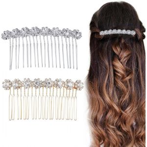 Kalvd-Peignes Pour Femme,2 Pi&egrave;ces D'accessoires De Peigne &Agrave; Cheveux En Strass Pour Mari&eacute;e Peigne &Agrave; Cheveux En Strass &Agrave; Fleurs - Neuf