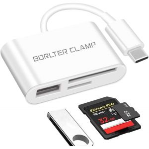 BorlterClamp USB C to SD Card Reader, SD Card Adapter, Micro SD Card Adapter, SD Card Reader, SD Memory Card Reader, Compatible with MacBook, Galaxy, Huawei and More - Neuf