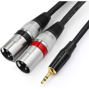 ASFASFq-Câble de 3,5 mm vers XLR, câble de raccordement de câble de dérivation stéréo mâle de 3,5 mm à deux XLR - 1 mètre - Neuf