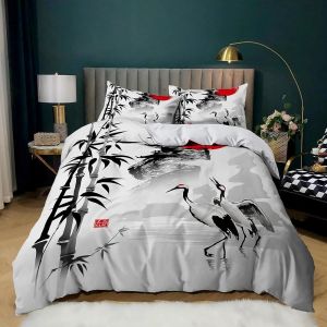 Housse De Couette X Style Japonais, D Imprim&iquest;&iquest;E Microfibre Parure De Lit Style Japonais Housse De Couettes Personne Avec X Taie D'oreiller X Cm - Neuf
