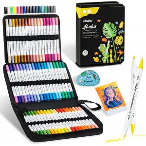 Mevronisshop-Lot De 72 Marqueurs Acryliques Avec Deux Pointes (Pinceau Et Fin) &iquest; Imperm&eacute;ables, R&eacute;sistants &Agrave; La Lumi&egrave;re, Haute Opacit&eacute;, Pour Peinture Sur Pierres, ?Ufs De P&acirc;ques, Bois, Verre, C&eacute;ramiqu - Neuf